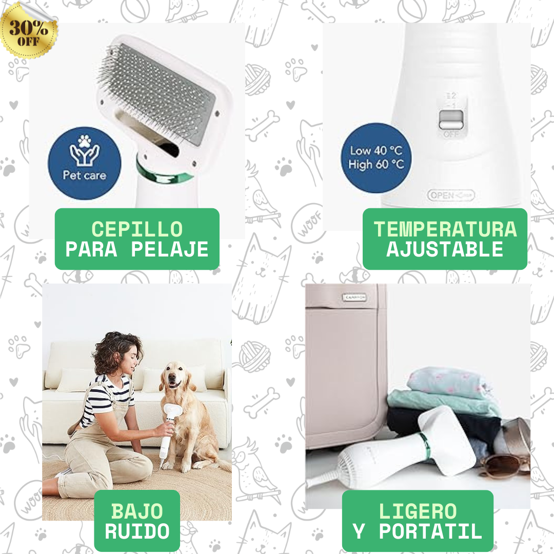 Secador De Pelo Peine Para Mascotas 2 En